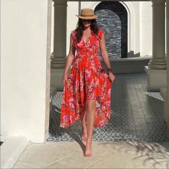 Eliza J Floral High/Low Chiffon Maxi Dress - Picture 5 of 5